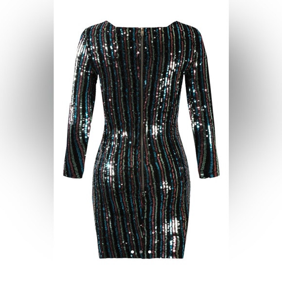 Brand new with tags Black Long Sleeve Sequin Mini Dress - Picture 2 of 10